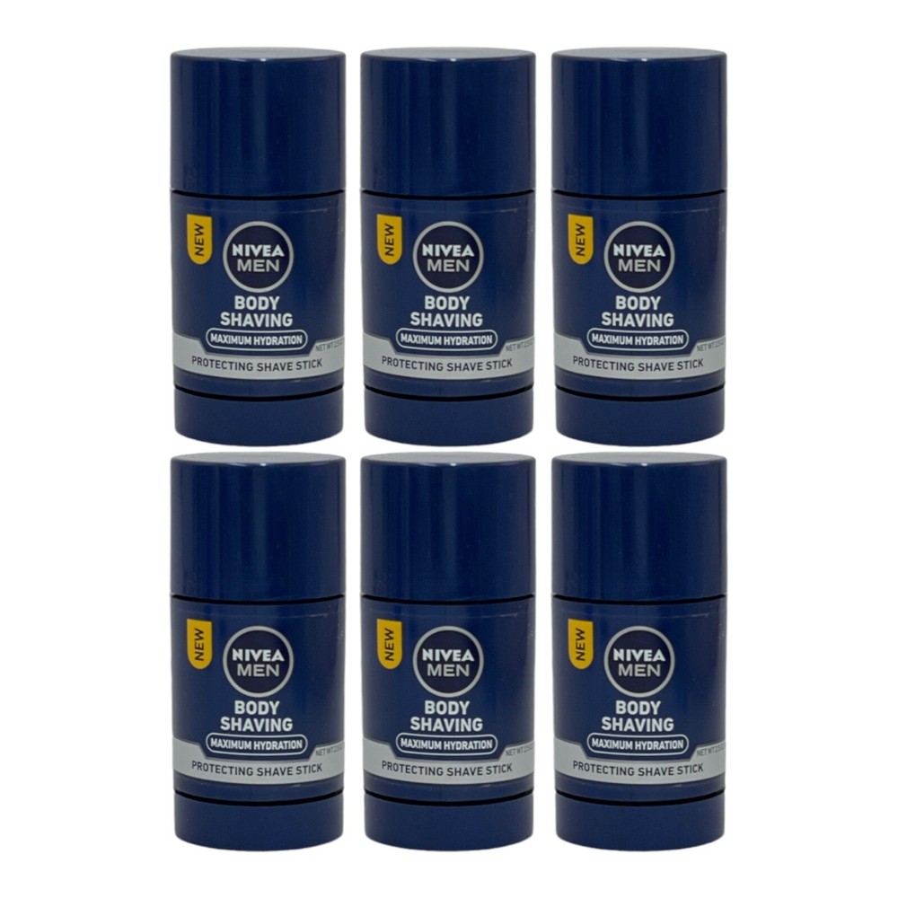 6 Pack Nivea Men Body Shaving Maximum Hydration Protecting Shave Stick 2.5 oz