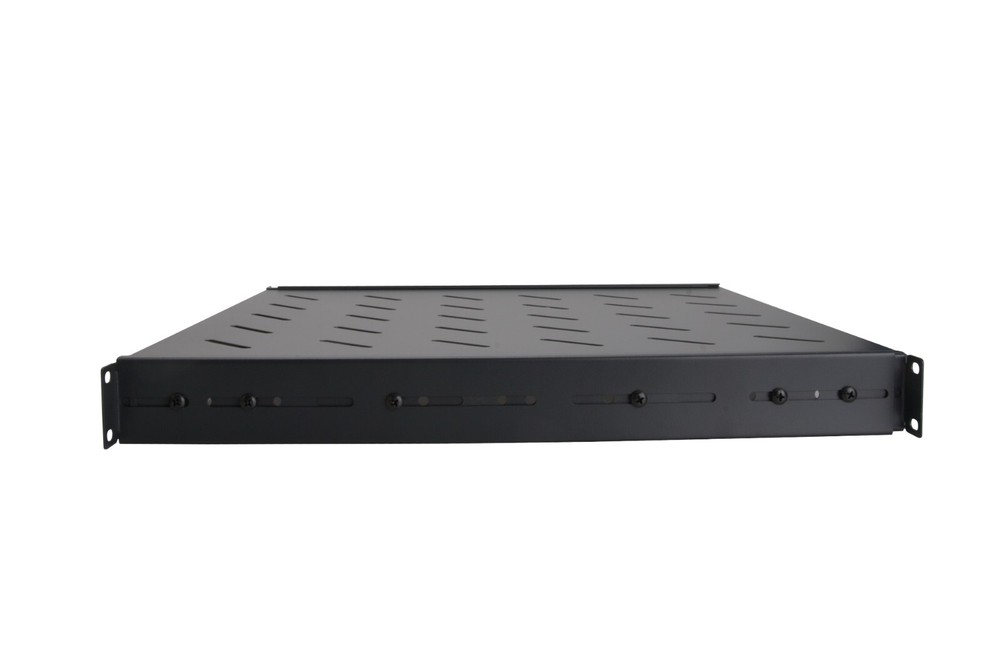 1U Vented Fixed Server Shelf 19" 4 Post Adjustable Rack Mount 18in - 42in Black