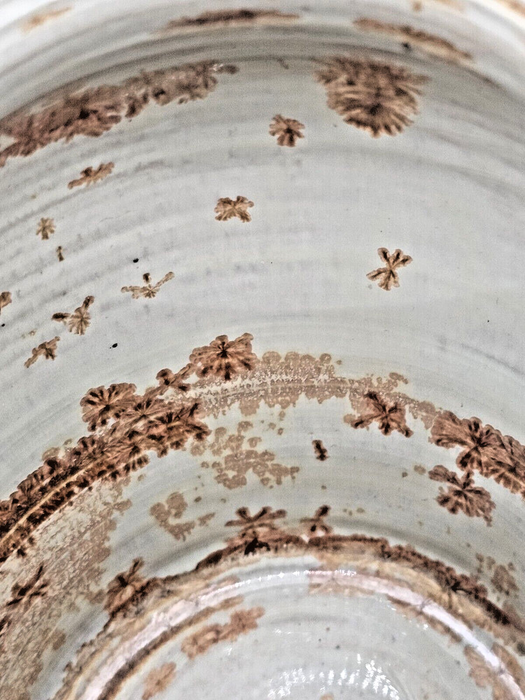 VTG Signed Painted Crystalline Inside Nature Scene Vase Rustic Boho Decor