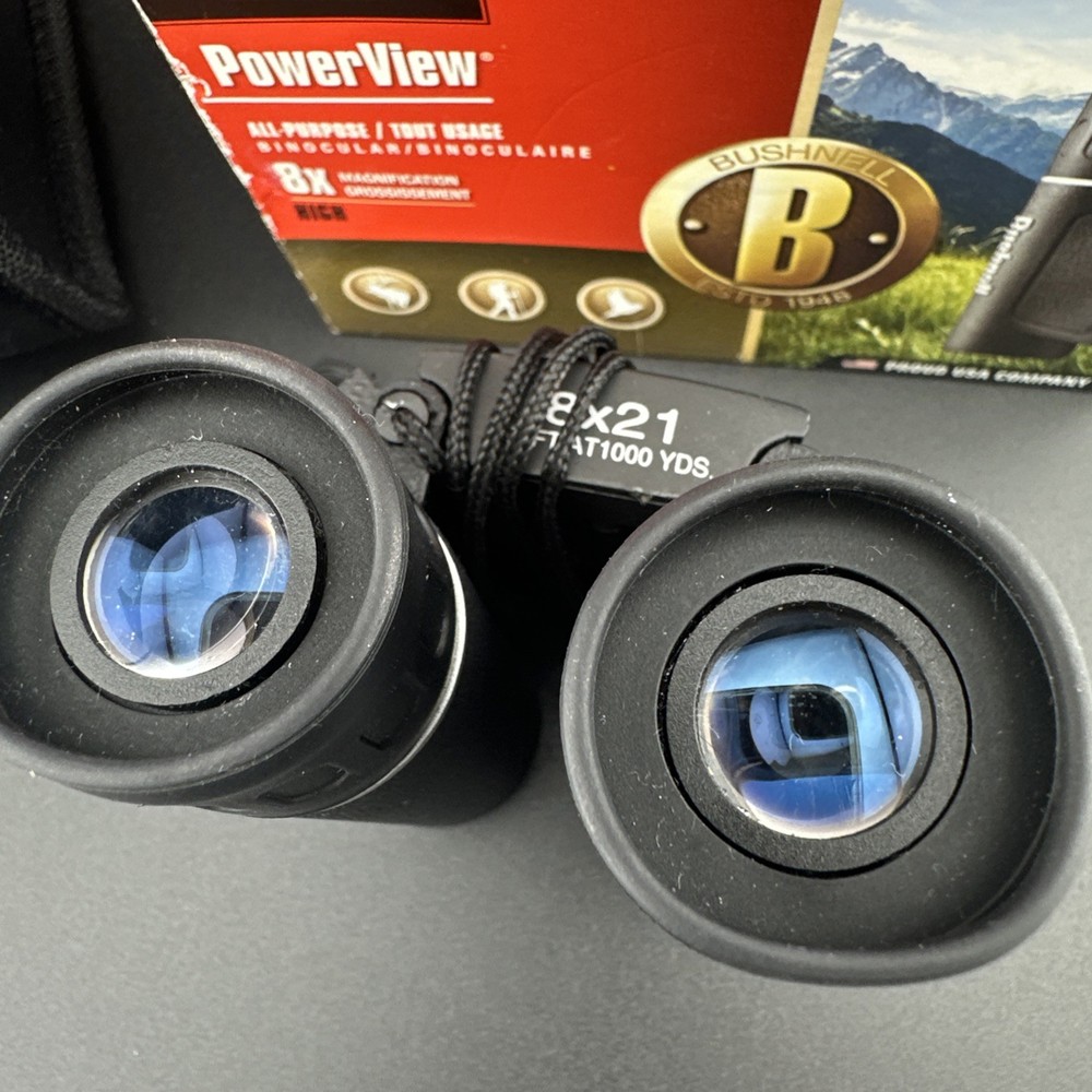 Bushnell 8X21 PowerView Compact Binoculars Foldable Eye Relief Shock Proof