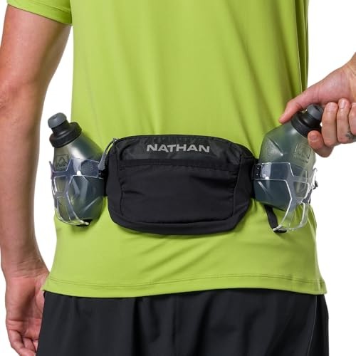 Running Belt Hydration with Flasks, Storage Pockets, Trail Mix Black Regular