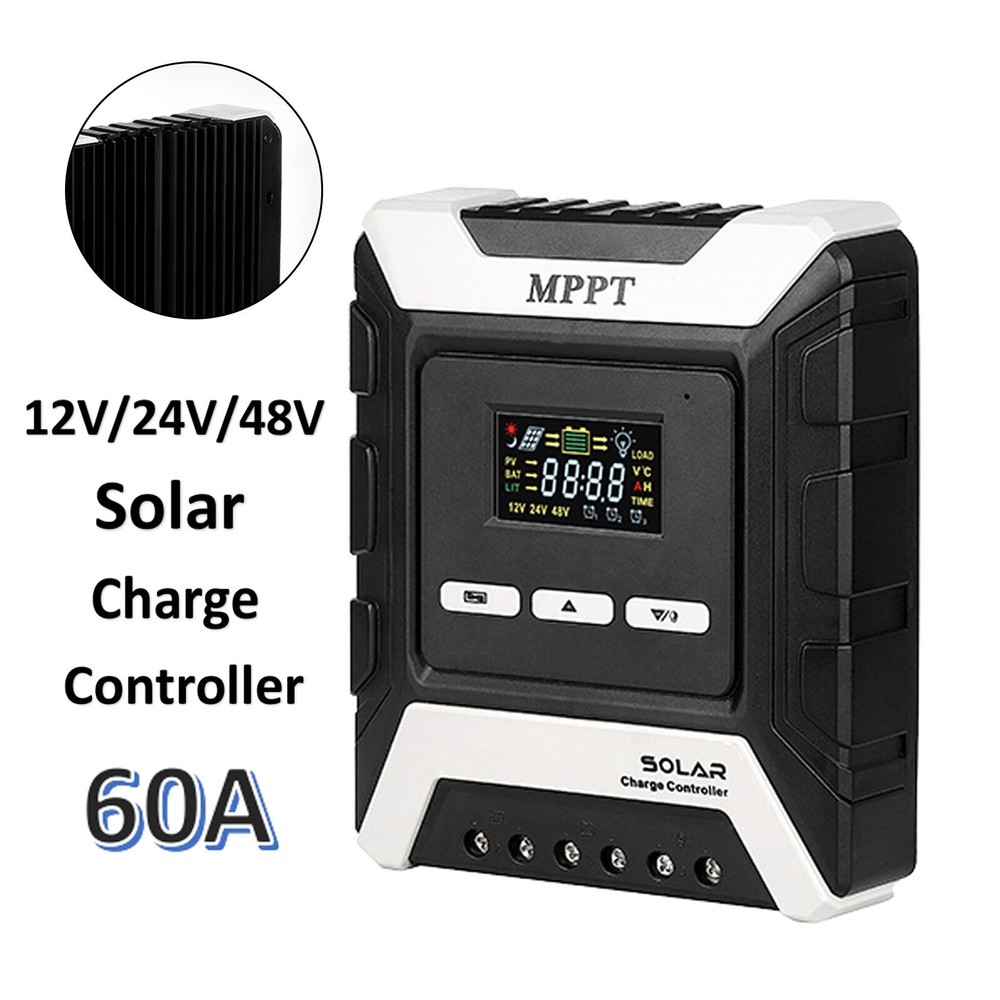 12/24/48V MPPT PWM Solar Charge Controller Panel Battery Regulator Dual USB
