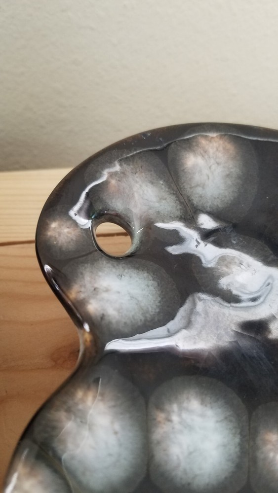 Vintage Glazed Ceramic Mcm Ashtray Set Signed J.