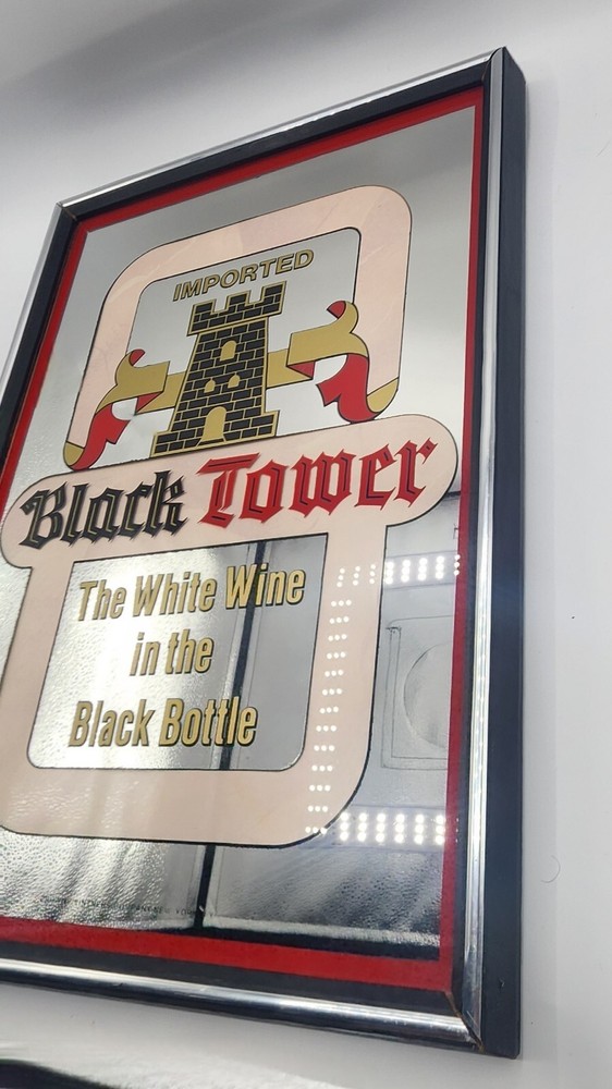 Vintage Black Tower Mirror Sign (Imported Wine)