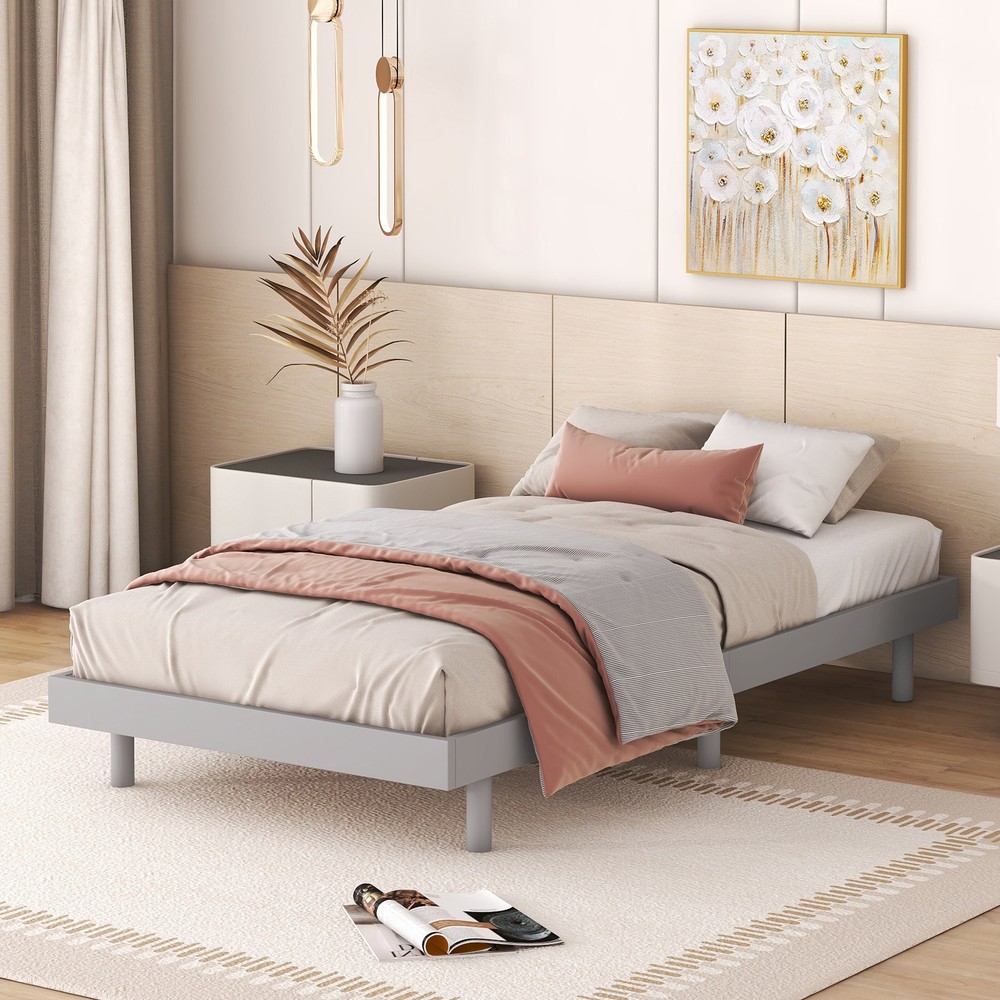 Modern Design Twin Size Floating Platform Bed Frame Durability Superior Quality