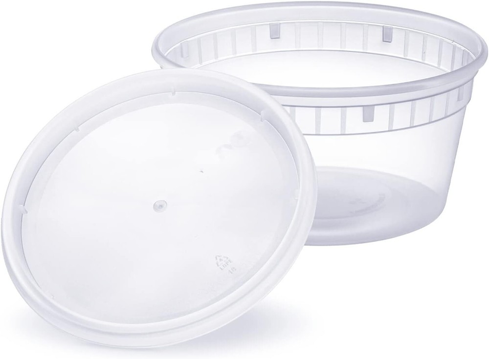 8 oz. Microwavable Translucent Plastic Deli Container and Lid Combo Pack