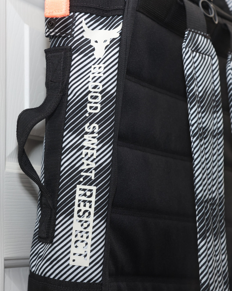 Under Armour Project Rock Top Loading Backpack UA Training Black White Classic