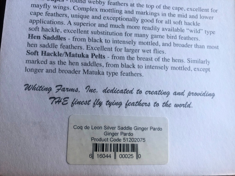 COQ DE LEON SADDLE FEATHERS - Ginger Pardo - 12 Per Pack -- NEW!