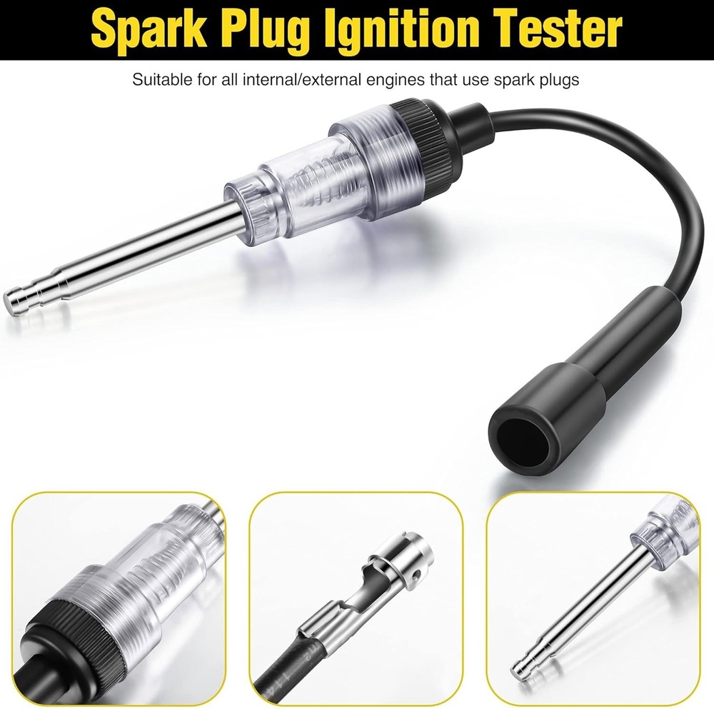 Complete 9-Piece Car and Motorcycle Compression Tester Set with Spark Plug Tool