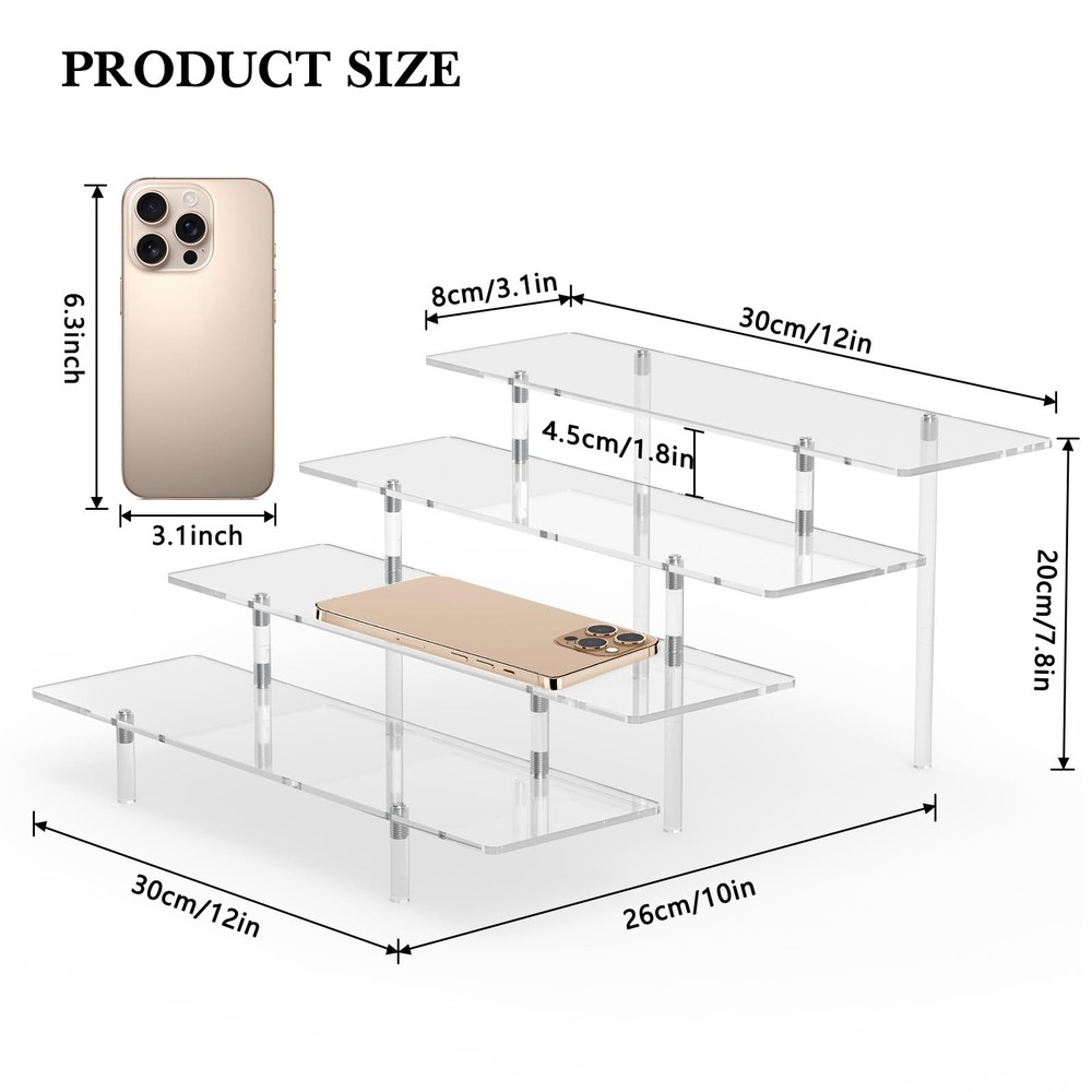 Acrylic Display Riser Stand Shelf Clear 4 Tier Cupcake Perfume