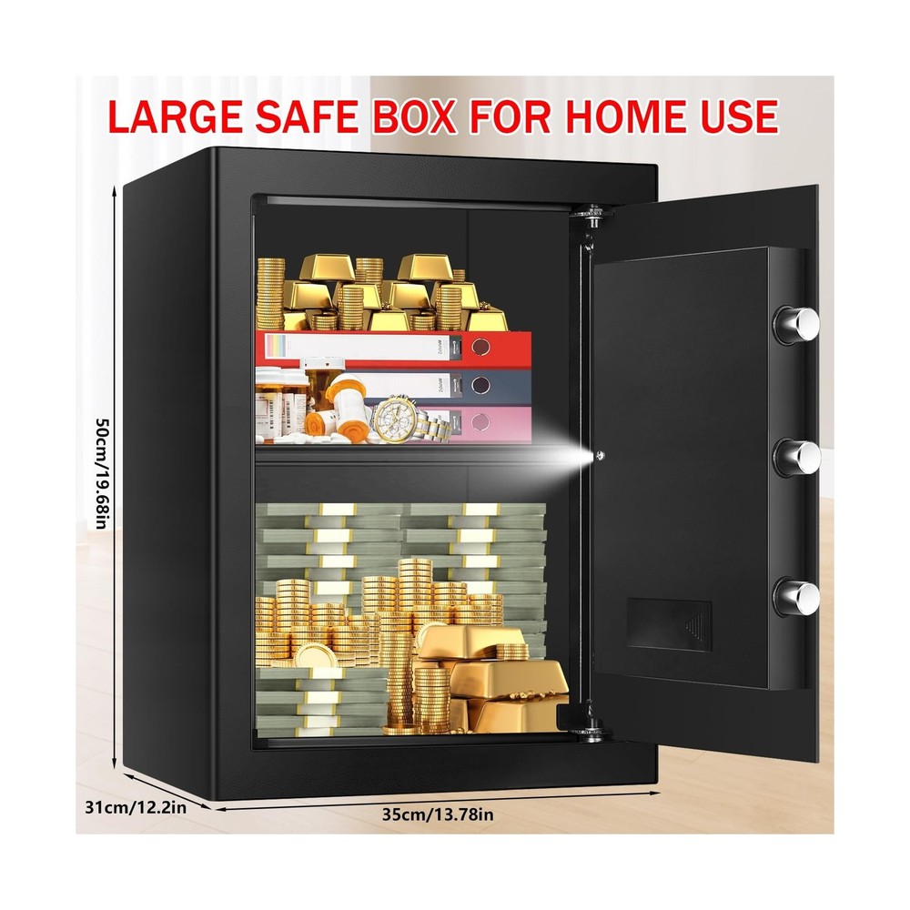3.4 Cub Large Home Safe Fireproof Waterproof, Digital Security Fireproof Safe...