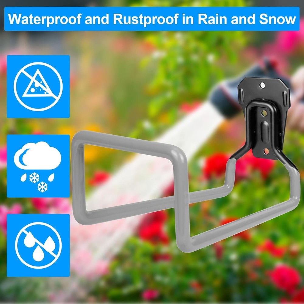 Elegant Wall-Mounted Metal Hose Holder - Efficient Outdoor Storage Solution