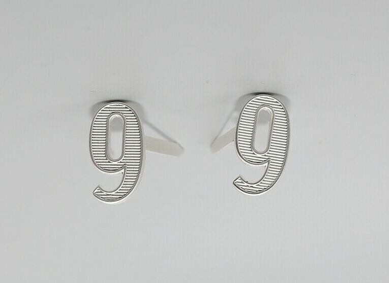 German Army Shoulder Board Cyphers "9" in Silver x 2