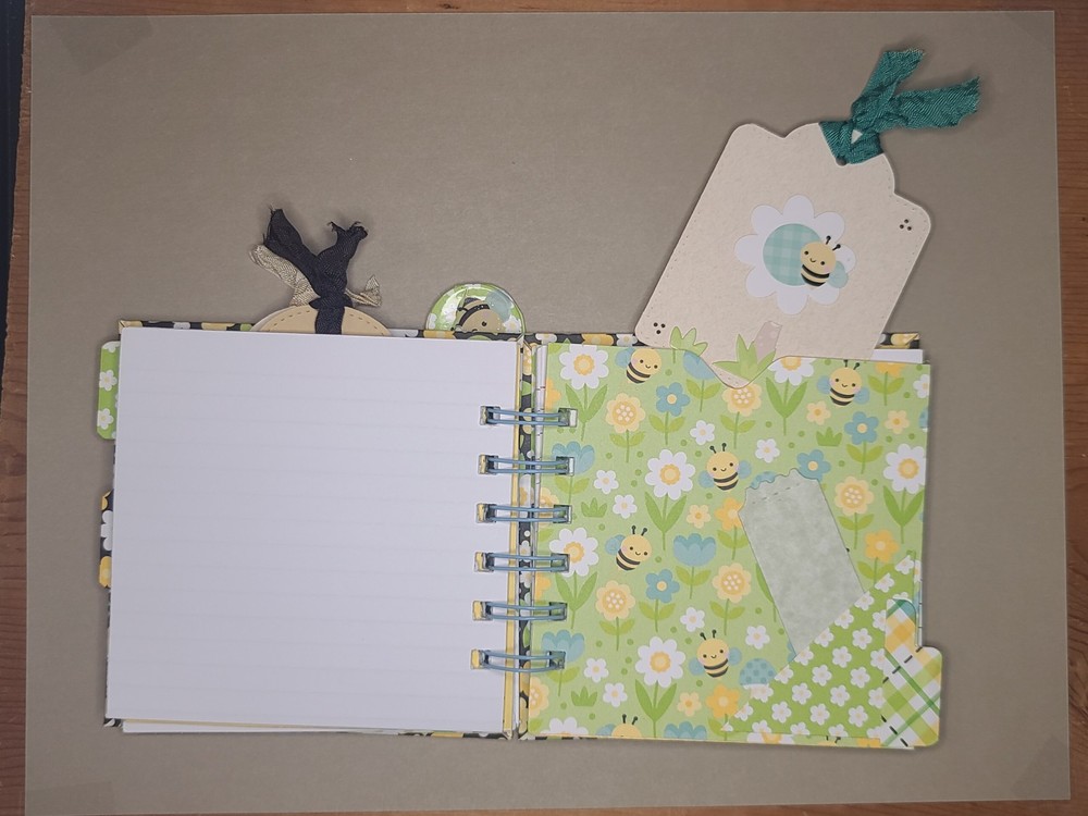 Little cinched journal notebook, Spring, handmade