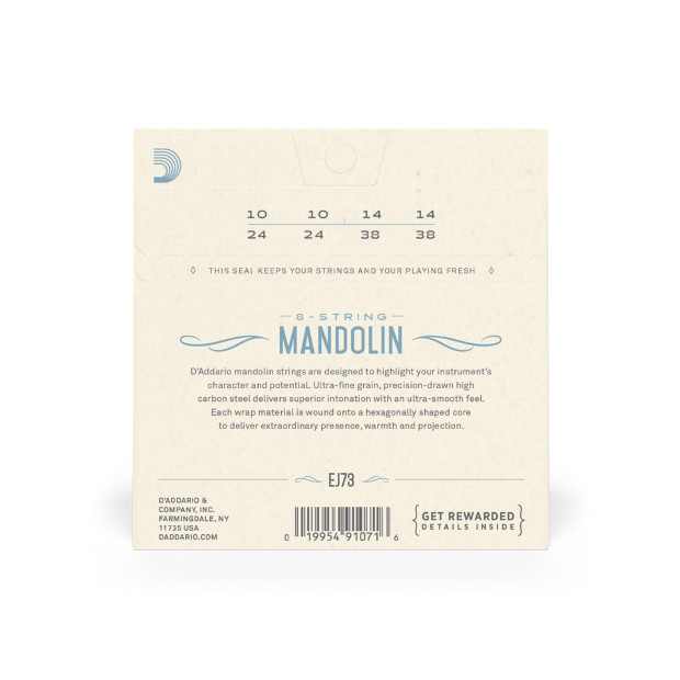 D'Addario EJ73 Mandolin Strings, Phosphor Bronze, Light, 10-38