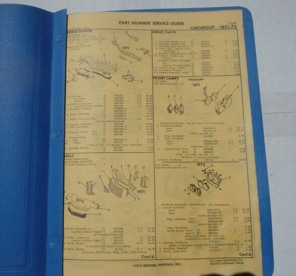 Buick Part Numbers Book 1975 Skyhawk 75