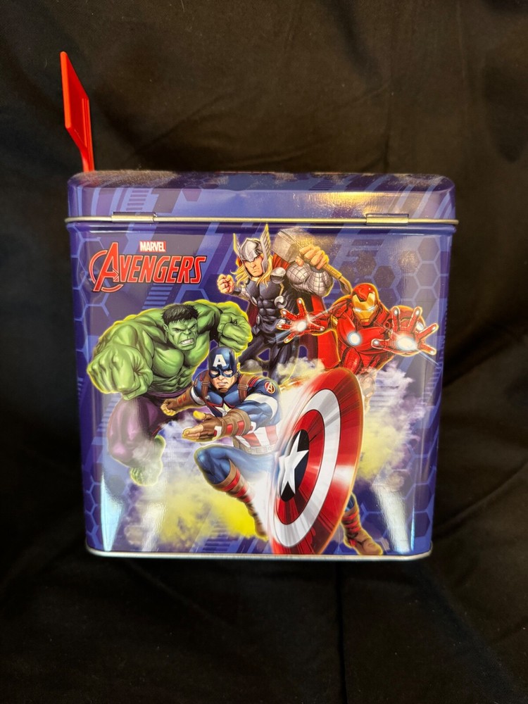 Marvel Avengers Tin Letter Box with Flag / Hinged Opening at Top