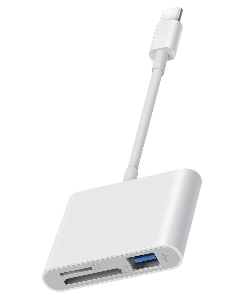 MujuDoler USB C SD Card Reader for iPhone 15 16 iPad One USB-C plug, White