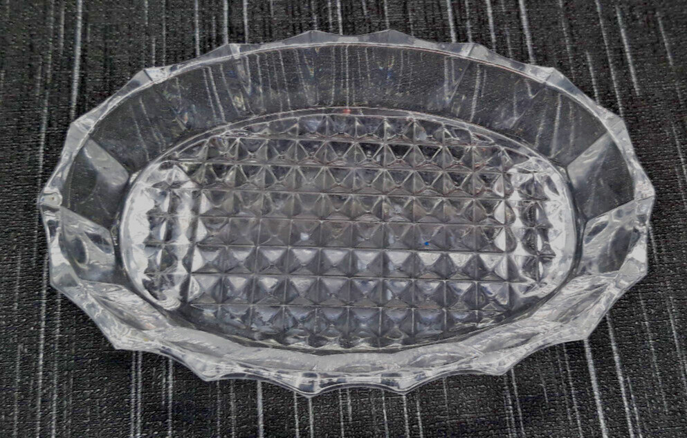 Leaded Glass Hobnail Pattern Soap Dish 4.5"X3"
