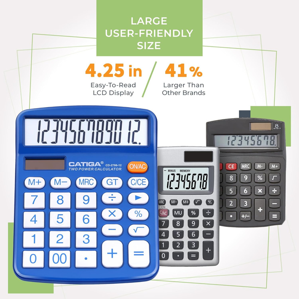 Desktop Calculator 12 Digit with Large LCD Display and Sensitive Button Solar...