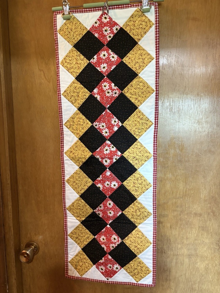 Handmade Quilted Table Runner 38.5 X 13.5 Inches