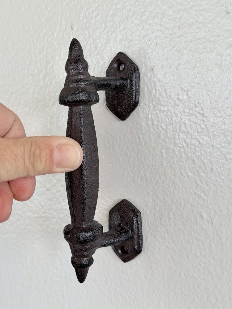 Rustic Cast Iron Barn Gate Pulls Vintage Style Drawer Handle Heavy Duty 2 Pack