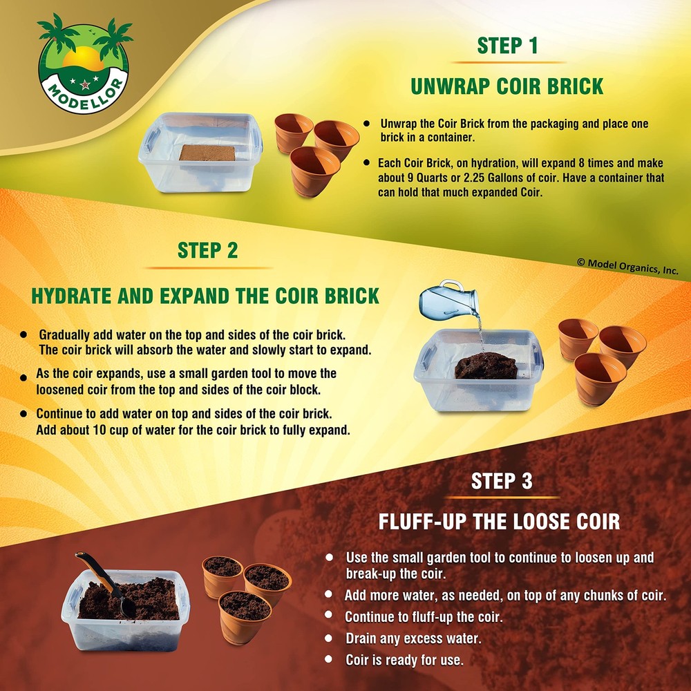 4 Bricks 5 lb Premium Super Washed Coco Coir, Yields 9 gallons, Seed Starter,...