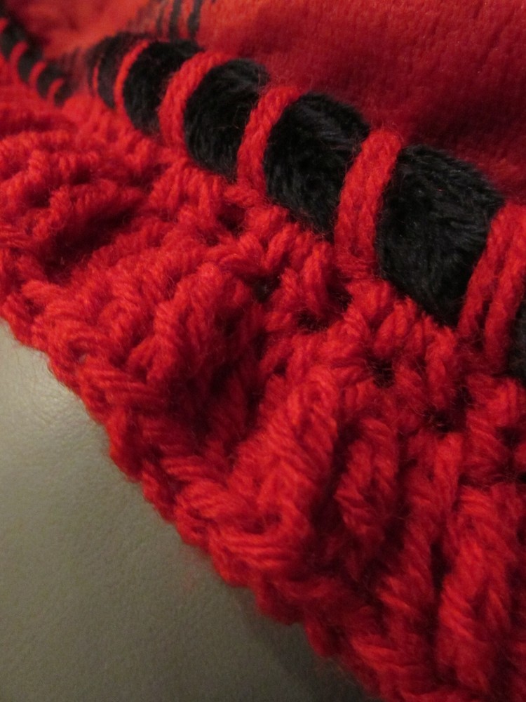 Oversize Reversible Plush Sherpa Throw Blanket Red Crochet