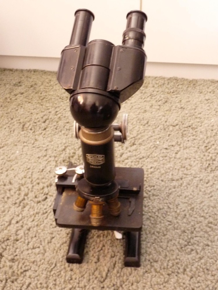 SPENCER  BINOCULAR MICROSCOPE & LENSES  & CASE   8-885