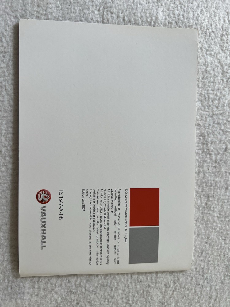 VAUXHALL COMBO VAN OWNERS HANDBOOK MANUAL PACK 2007