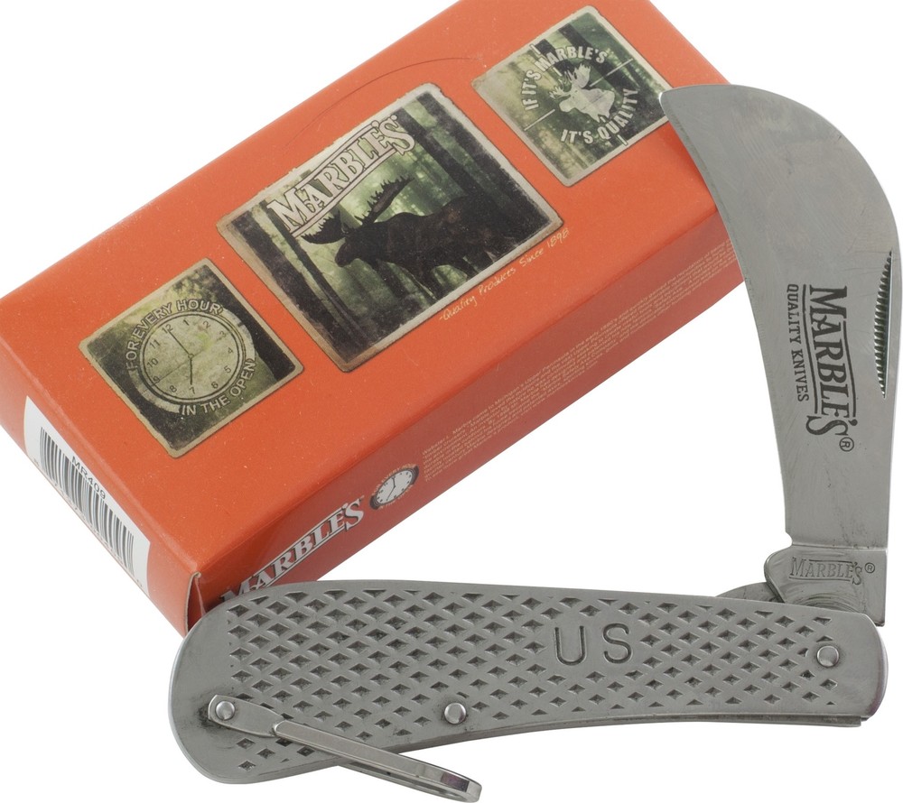 Marbles Stainless Hawkbill Folding Blade Pocket Knife MR409 Bail
