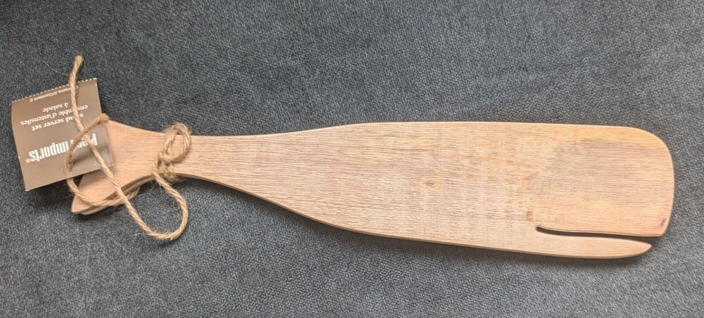Pier 1 Wooden Whale Salad Server Set