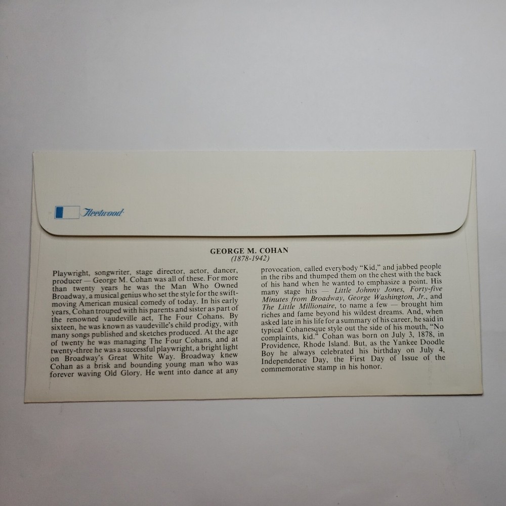 First Day Covers 1978 George M Cohan