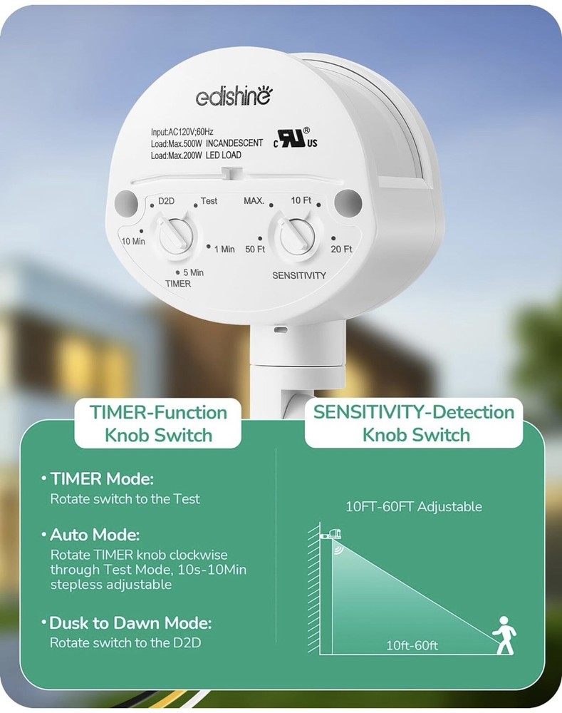 Edishine PIR Motion Sensor SKU: HMSS02A White