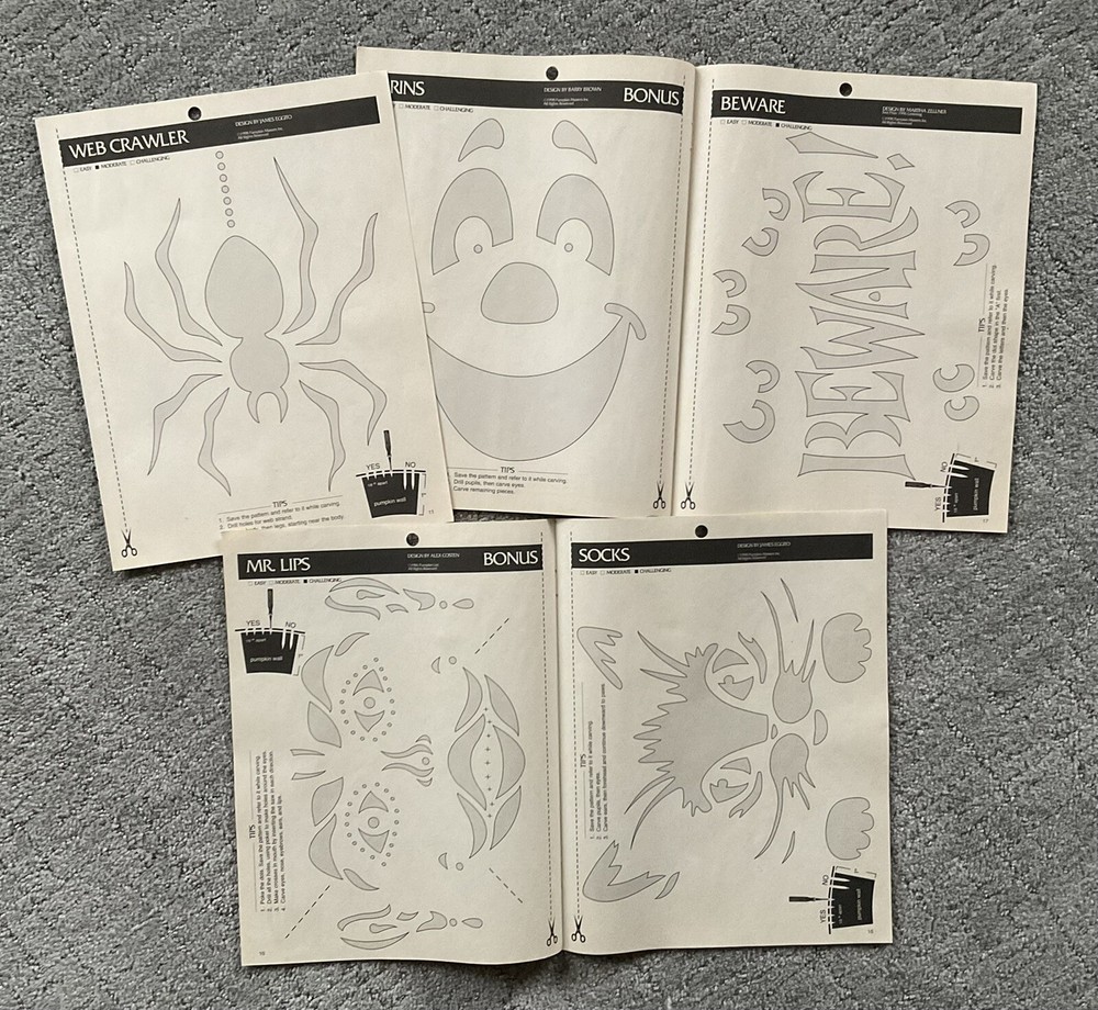 Pumpkin Carving Kit Pattern Book 1996 - Used, 8 Patterns & Carving Tools