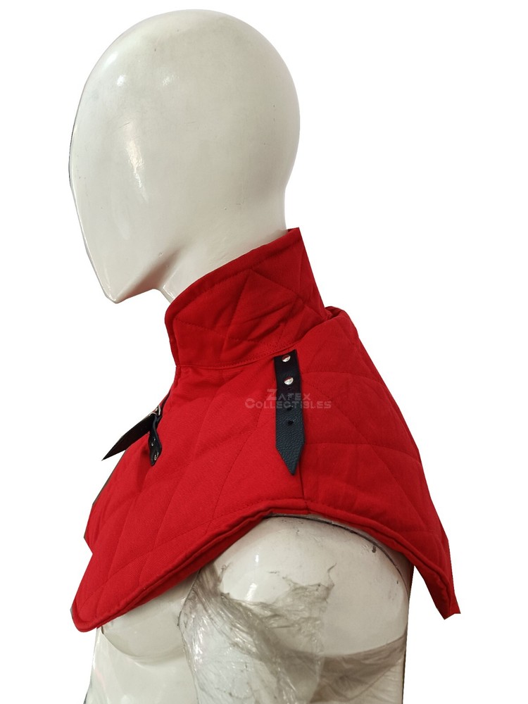 Medieval Thick Padded Arming Cotton Collar Neck Protector Under Armor Red LARP