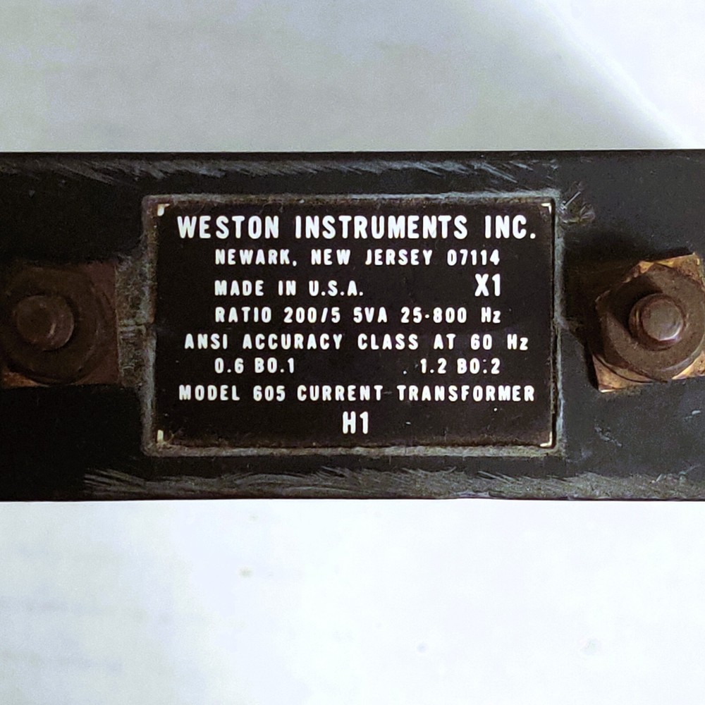 WESTON MODEL 605 CURRENT TRANSFORMER 200:5 RATIO
