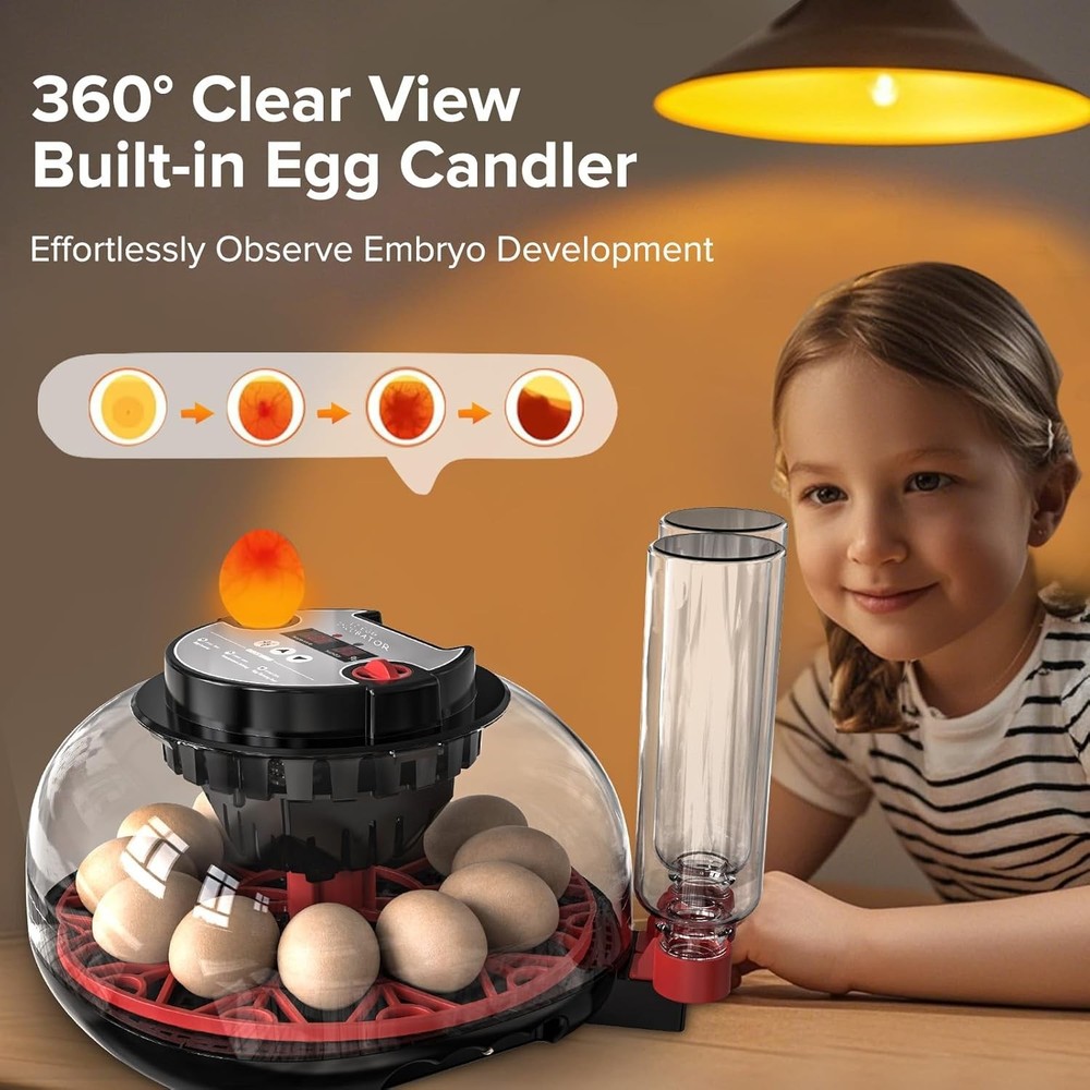 Upgraded HatchPro 12 Egg Incubator with Automatic Turning & Humidity Control