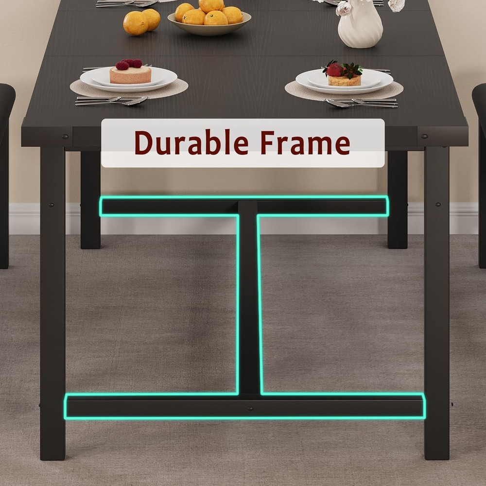 63 in Extendable Dining Table Set for 4-6 People 3-Piece Kitchen Table Set Black