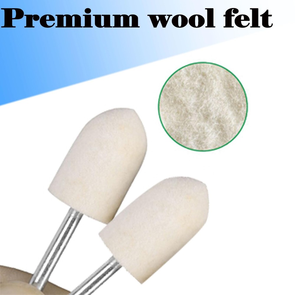 30 Pcs Buffing Wheel Polishing Bits Wool Felt Cone Shape Bits 1/8 Inch Shank