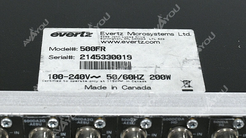 Evertz 500FR Exponent Compact Frame w/ 500FC-DA-HD VistaLink Controller