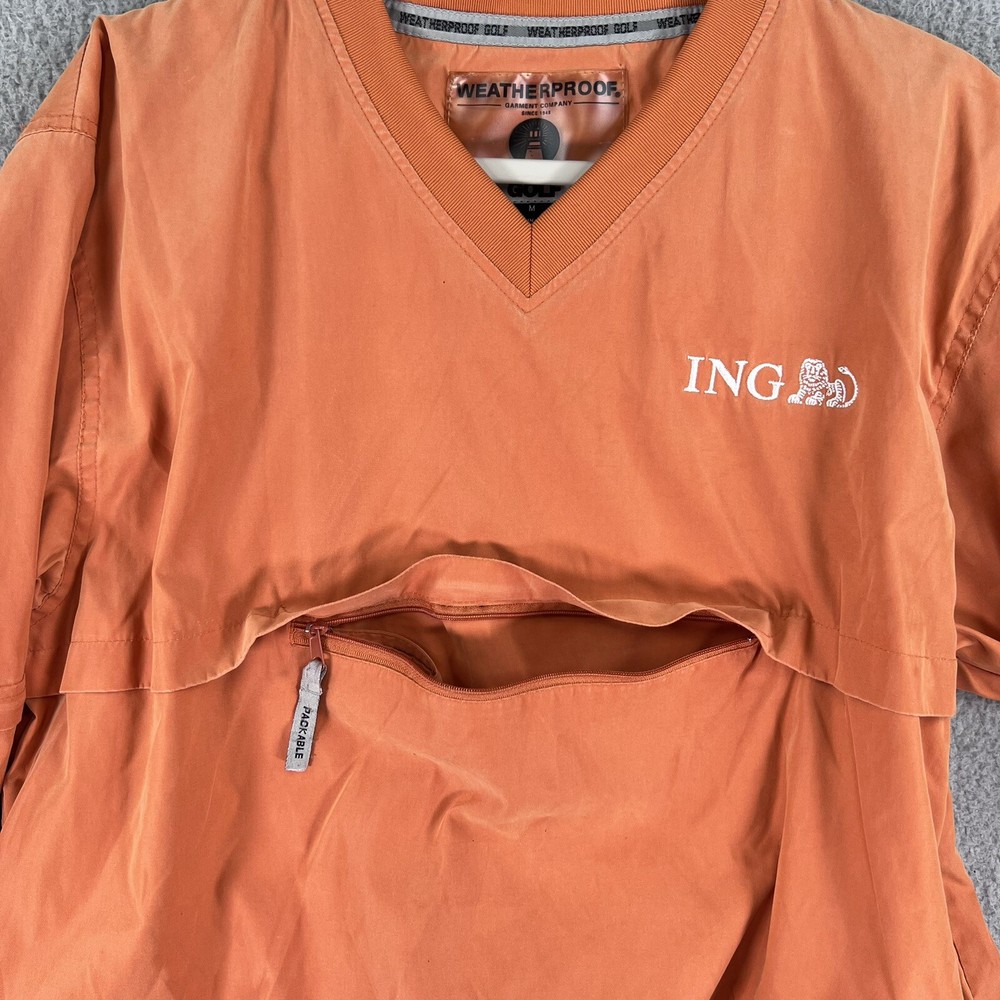 ING Financial Golf Pullover Mens Medium Orange Weatherproof Brand