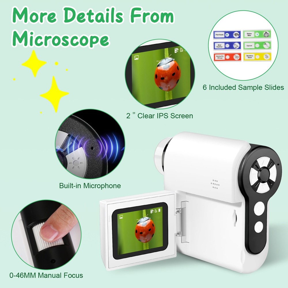 Kids’ Microscope Telescope Camera USB Mini Microscope w/32G MMC Card Microscope