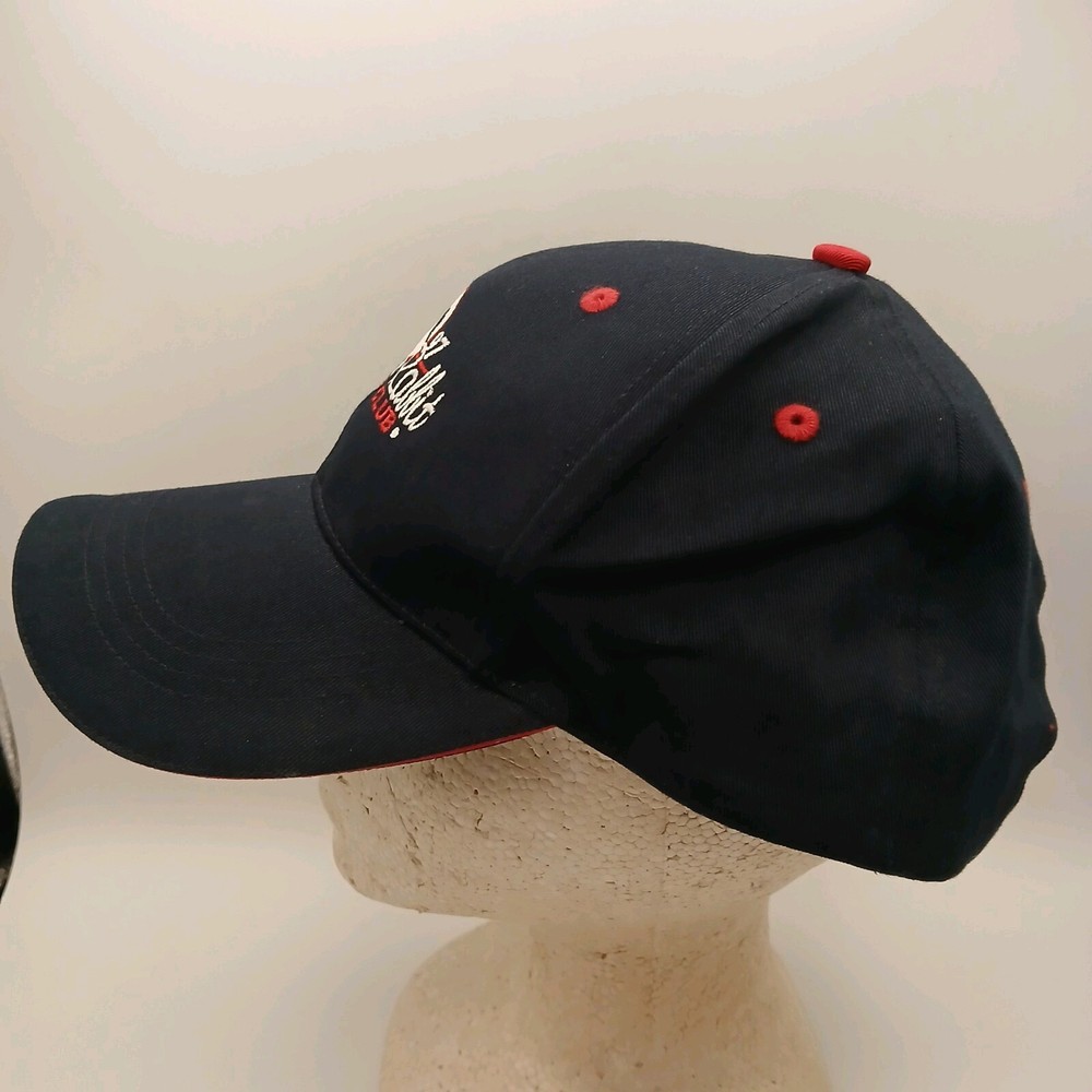 Dancing Rabbit Golf Club Hat Cap Ahead Strapback Navy Blue White Red Script Flag