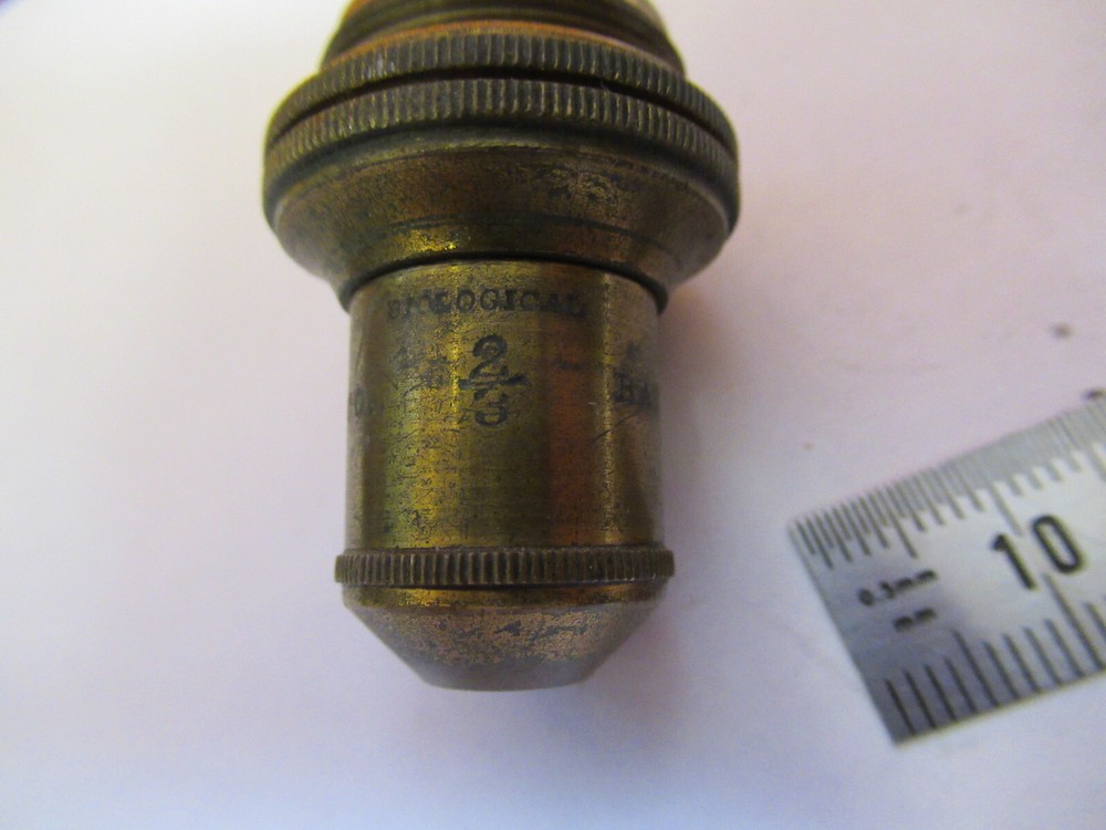ANTIQUE BRASS BAUSCH LOMB OBJECTIVE 2/3 MICROSCOPE PART AS PICTURED S4-B-39