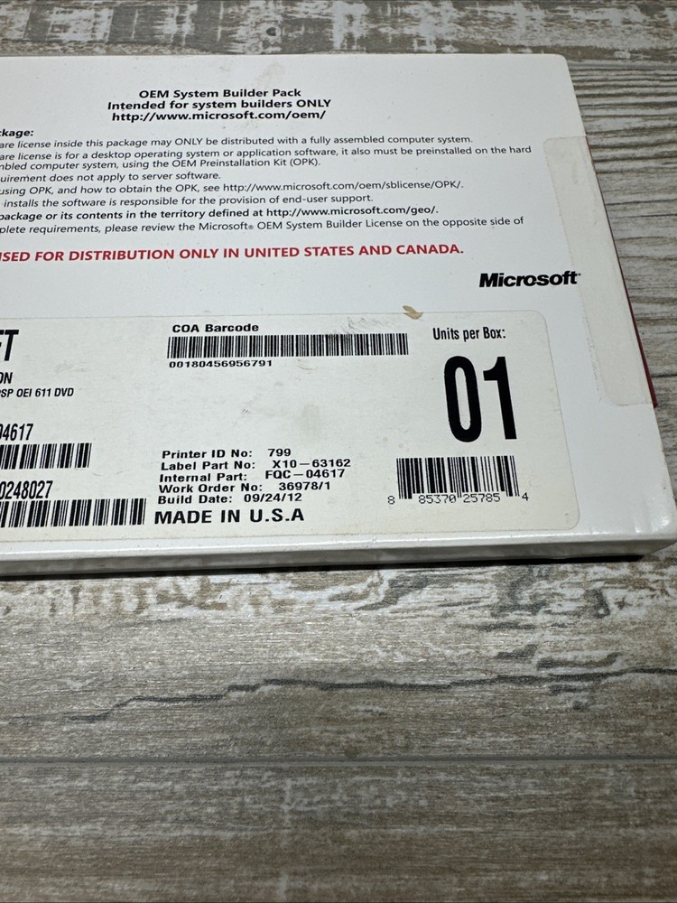 Microsoft Windows 7 Pro Original Hologram DVD 64-bit - OEM Builder Pack