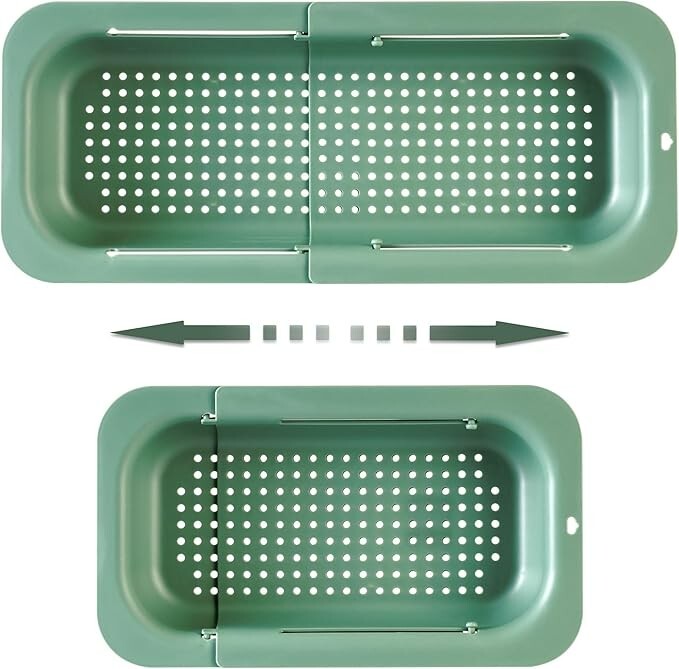 Extendable Over the Sink Colander with Silicone sponge & silicone sink strainer