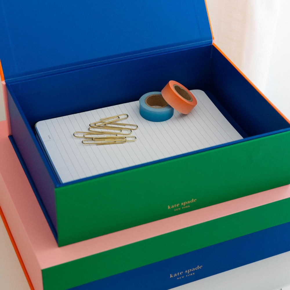 Decorative Storage Boxes with Lids, 2 Pack Sturdy Organizer Storage Bins, Includ