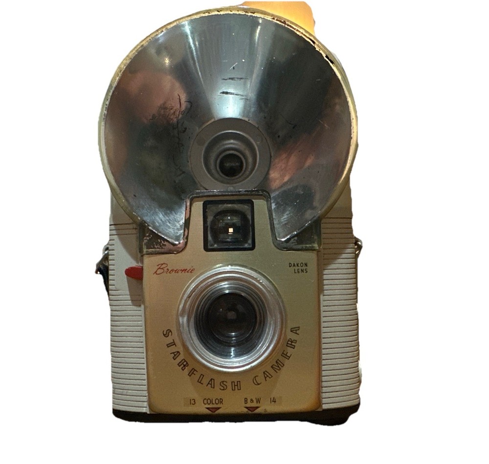 Kodak Brownie Starflash Vintage Box Camera – Tested Shutter – w/ Strap