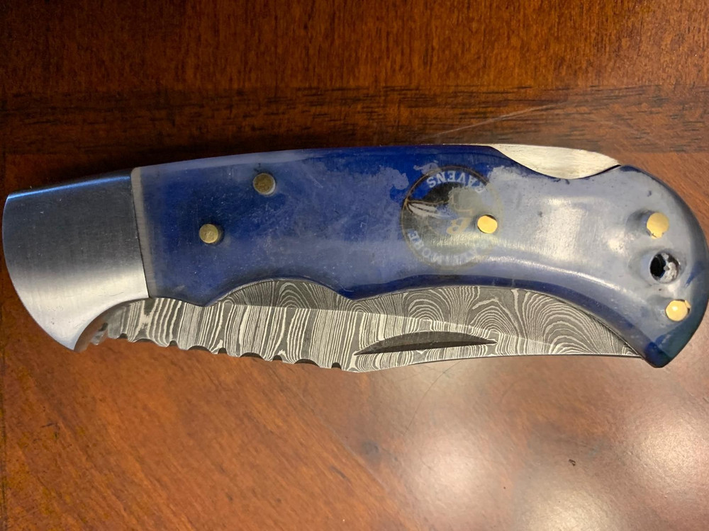 Baltimore Ravens Damascus Steel Folding Pocket Knifes